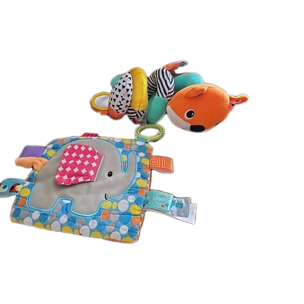 Taggies Crinkle Me Toy Elephant & Infantino Spiral Fox Activity Baby Kids Toys